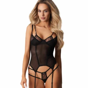 Obsessive Arrowel Corset Black - Sculpting Lingerie with Adjustable Fit l/xl