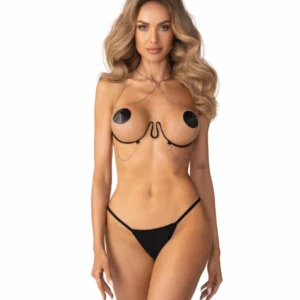 Obsessive Lustique Harness Bra Black - Adjustable Decorative Chain Top S/M/L