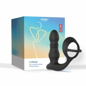 HoneyPlayBox Cyrus Pro stumiamasis analinis masažuoklis, juodas silikonas, valdomas