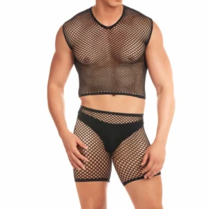 Rene Rofe trijų dalių tinklelio rinkinys vyrams Juodas Modernus Fit L/XL