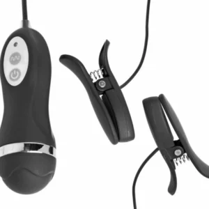 XR Brands Power Pinchers Reguliuojama vibruojančių spaustukų sistema juoda