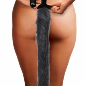 XR Brands Tailz Vibrating Fox Tail Plug Silicone Remote-Controlled Black