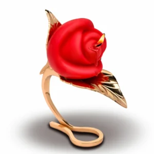 XR Brands Rose Candle with Holder Red - Decorative Soy Wax Set