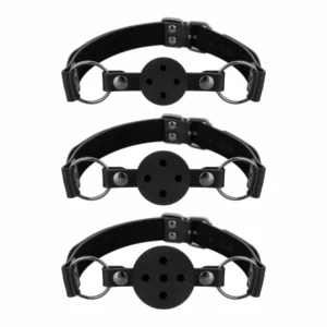 Bedroom Fantasies Adjustable Ball Gag Set 3-Pack Black - Breathable Design