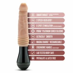 Dr. Skin Dr. Knight Silicone Thrusting & Vibrating Modelis, smėlio spalvos, įkraunamas