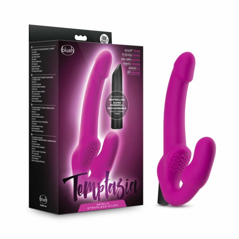 Skaistalai Temptasia Estella Vibrating Strapless System rožinis silikonas 20cm