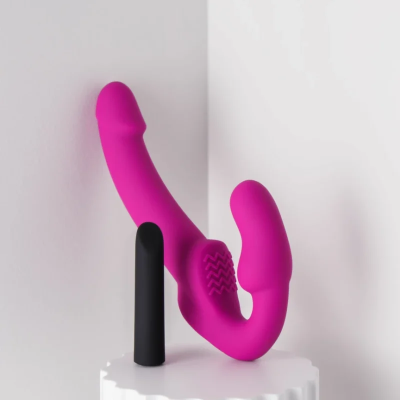 Skaistalai Temptasia Estella Vibrating Strapless System rožinis silikonas 20cm