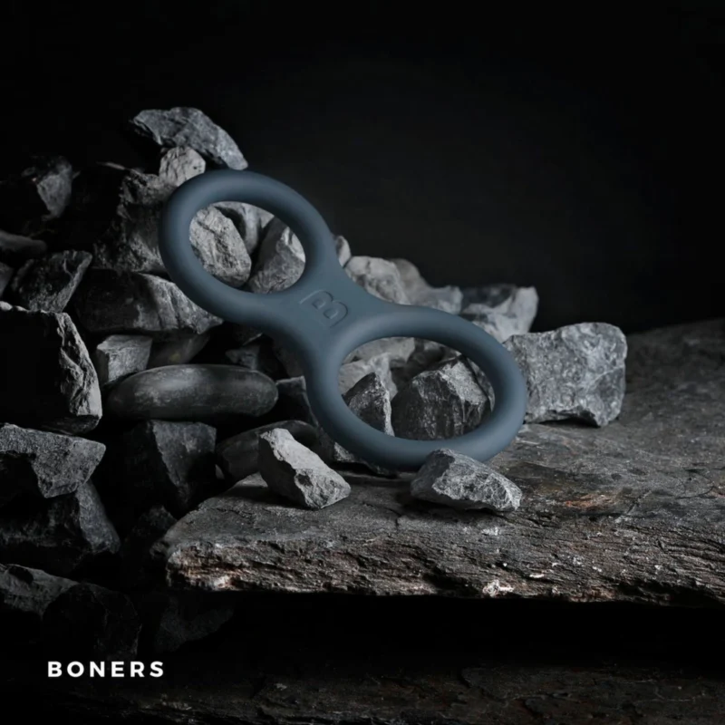 „Boners“ silikoninis dvigubas žiedas ir anatominė rutulio atrama pilka