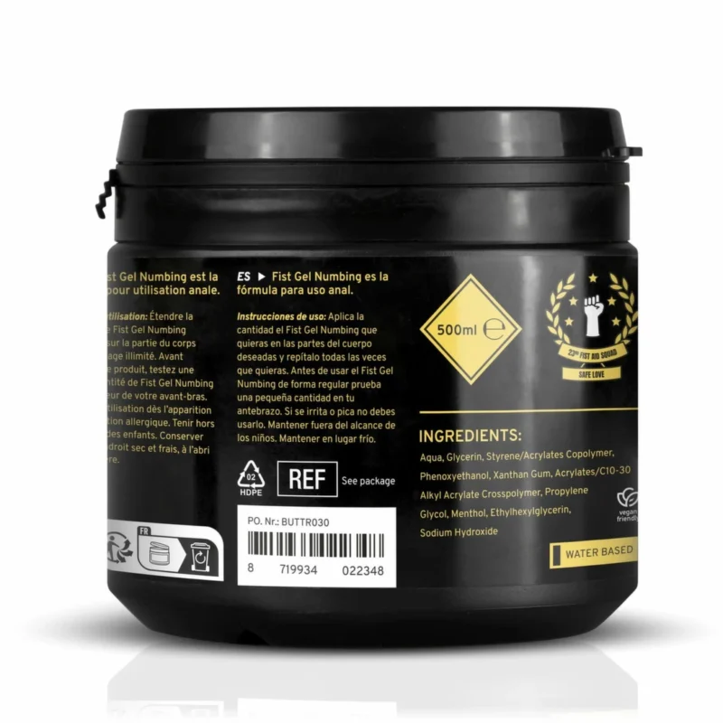 BUTTR Fisting Gel Numbing 500ml – ilgalaikė komforto formulė