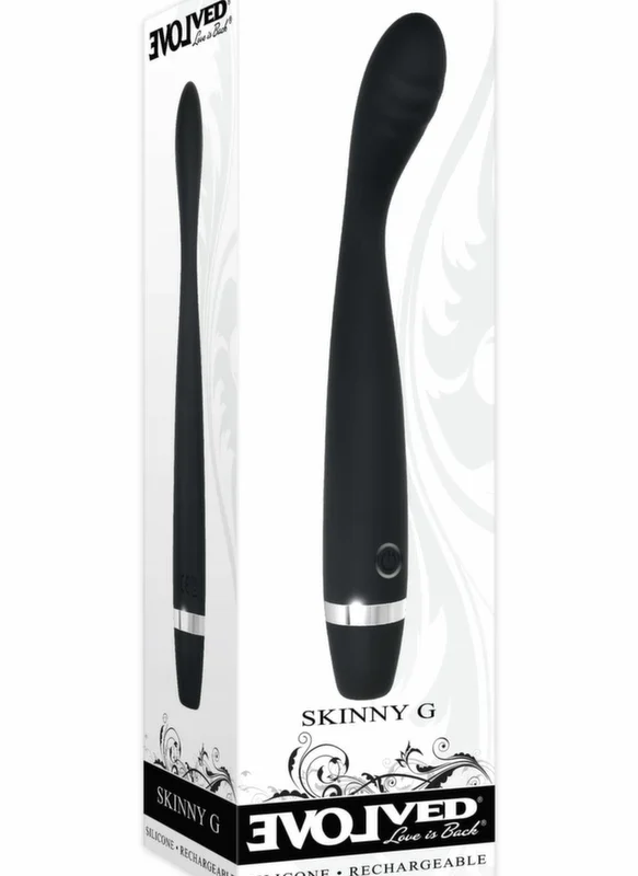 Išvystytas Skinny lenktas silikoninis vibratorius juodas – 10 režimų, atsparus vandeniui
