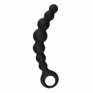 Sinner Gear Silicone Beaded Plug with Finger Loop - Black, Medium Size