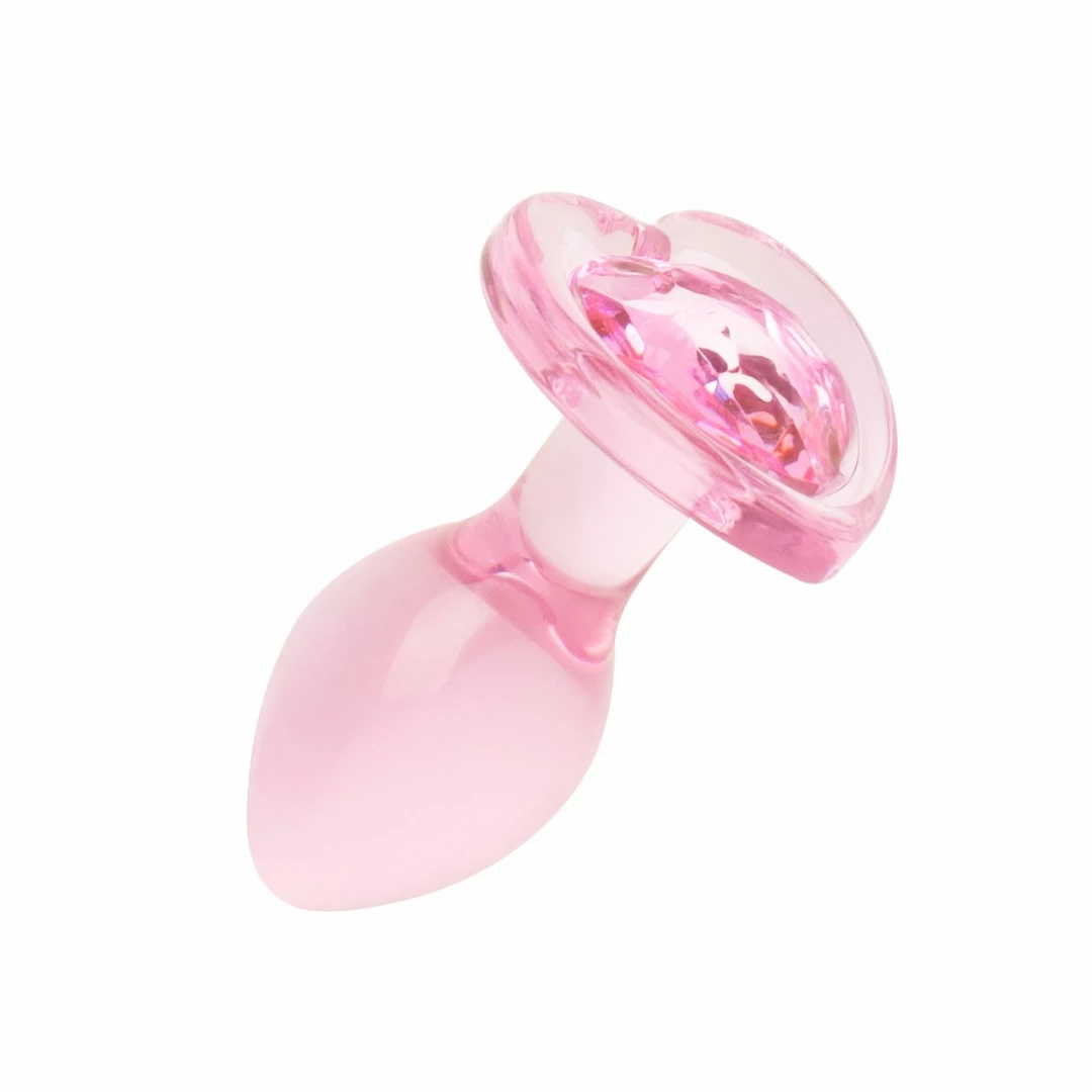 Anal Collection Glass Plug Small Pink 7cm Heart-Shaped Base