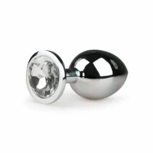 Rimba Metal Plug Silver M with Clear Crystal Accent, Aluminium, Medium