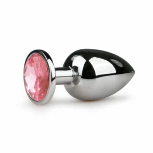 Sinner Gear Silver Intimate Plug with Pink Crystal Large Aluminium