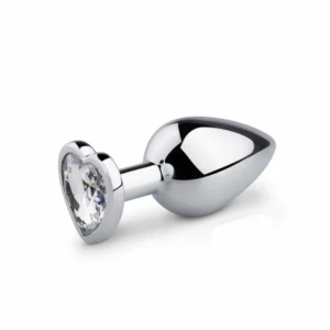 Rimba Aluminium Heart Gem Plug - Medium, Tapered, Polished Silver