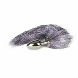 EasyToys Aluminum Plug with Faux Fox Tail - Silver Medium