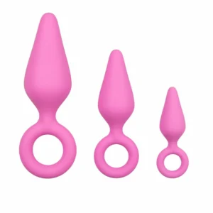 EasyToys Silicone Intimate Plug Set Pink - 3 Sizes, Pull Ring Handle