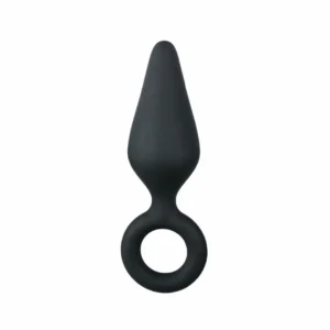 EasyToys Silicone Black Plug with Pull Ring - Small, Ergonomic Design