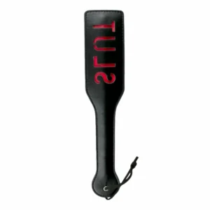 Ouch! Black Leather Impact Paddle with Red Inscription, Durable Design