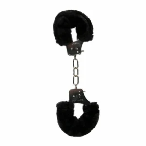 EasyToys Soft Plush Restraint Handcuffs Black Adjustable Lockable