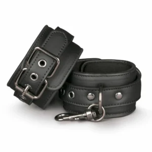 EasyToys Faux Leather Adjustable Handcuffs Black 11-28cm Soft Lining