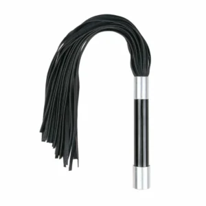Kiotos Long Flogger Intimate Impact Tool with Metal Grip Handle Black