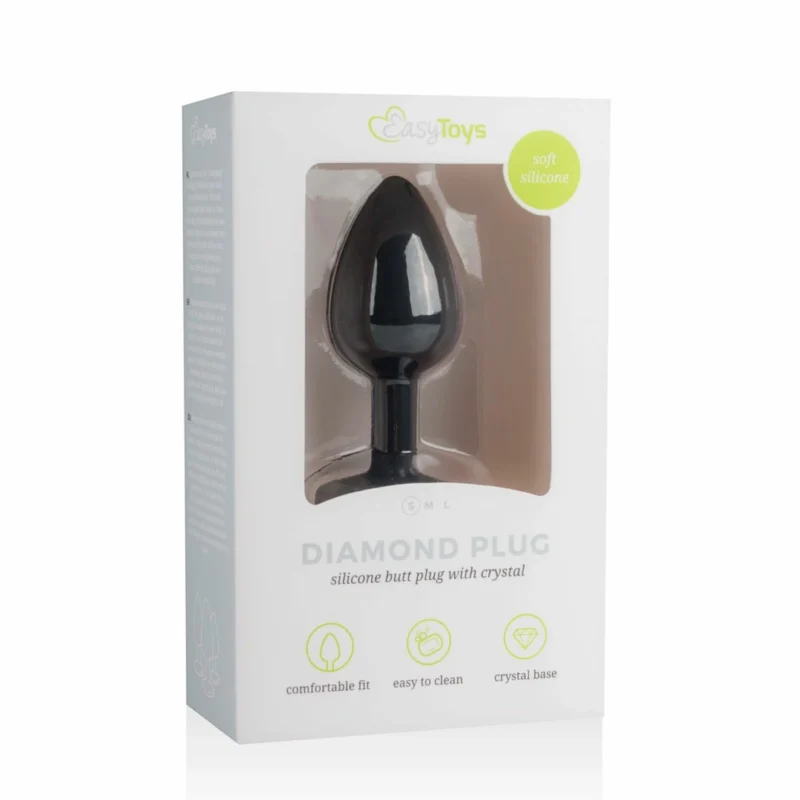 „EasyToys“ deimantinis silikoninis kištukas, mažas juodas – elegantiškas papuošalų pagrindo priedas