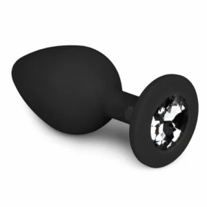 EasyToys Diamond Plug Medium Black - Silicone Intimate Accessory with Crystal Base