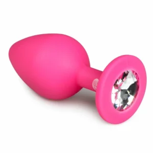 EasyToys Diamond Plug Medium Pink - Silicone Intimate Accessory with Gemstone Base