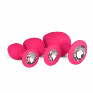 EasyToys Silicone Jewel Plug Set Pink - 3 Sizes, Decorative Base