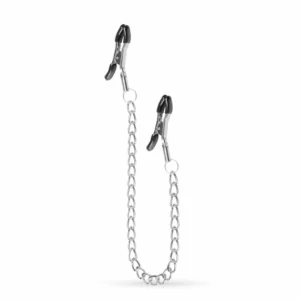 EasyToys Adjustable Metal Nipple Clamps with Chain - Silver Finish