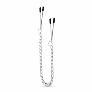 EasyToys Adjustable Tweezer Nipple Clamps with Metal Chain - Black