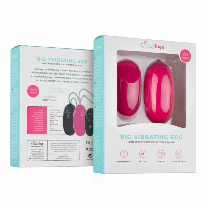 Easytoys XL Wireless Vibrating Egg Pink – nuotolinis, atsparus vandeniui, silikoninis