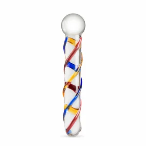 Gildo Glass Intimate Device No. 10 - Transparent with Color Stripes, Medium Size
