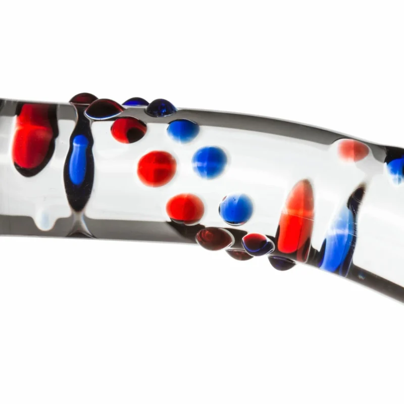 Stiklas Nr. 3 Stiklinis intymus prietaisas su tekstūriniais spalvotais akcentais 19 cm