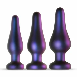 Hueman Comets Silicone Anal Training Plug Set 3 Sizes Black