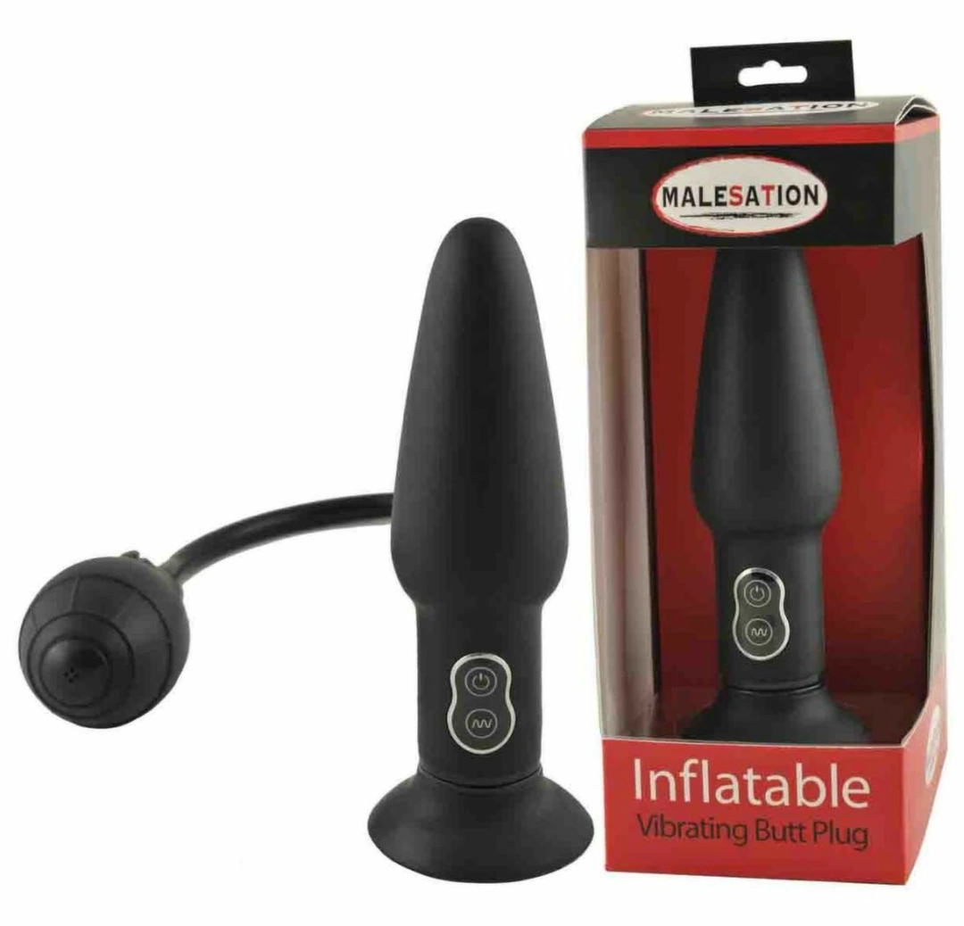 You2Toys Inflatable Anal Plug with Vibration, Black, Adjustable Size