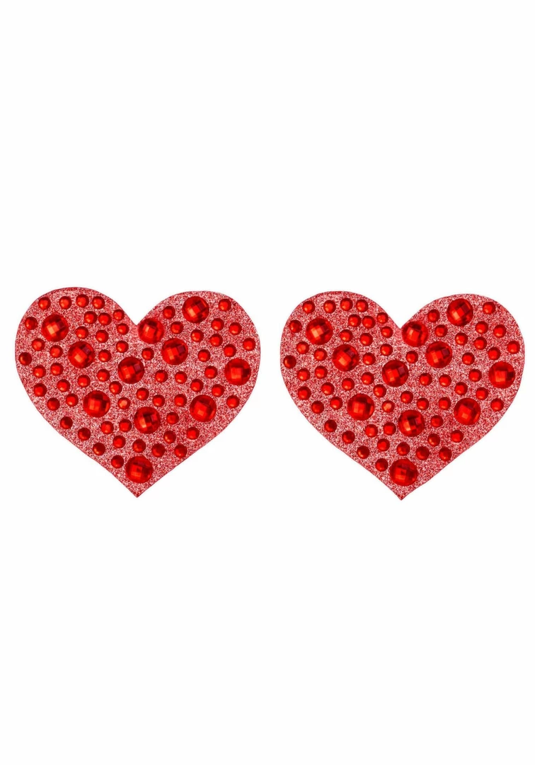 „Amore Heart Red“ lipnūs dangteliai su kalnų krištolinio akmens detalėmis 1 pora