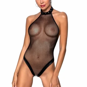Passion Moonlight Bodysuit Black - Lace Mesh, Open Crotch, S-XXXL