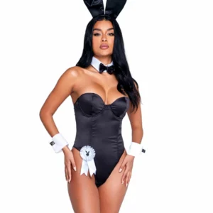 Playboy Classic Bunny Costume Set Black - Elegant Bodysuit & Accessories 2XL