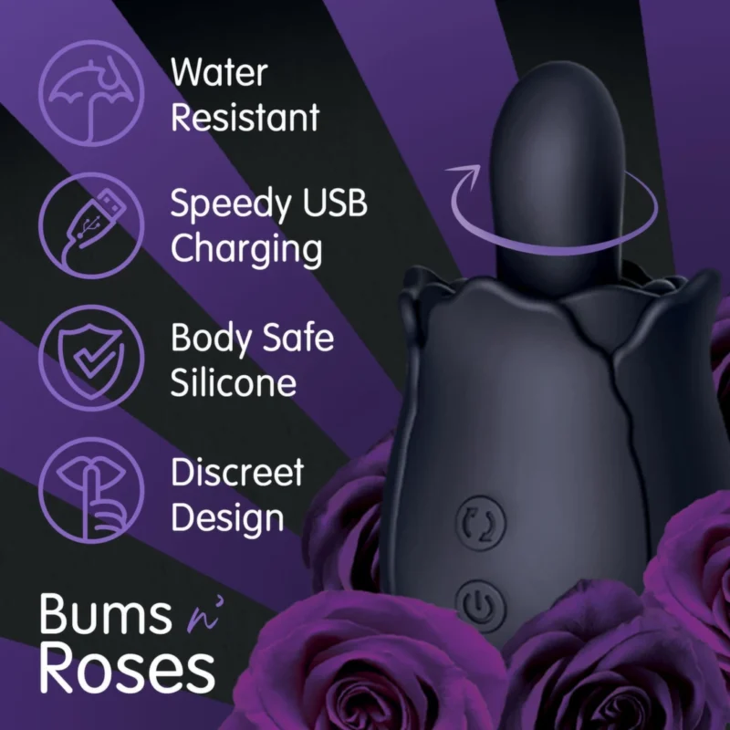Skins Rose Buddies Bums N Roses Intymus besisukantis vibratorius, juodas