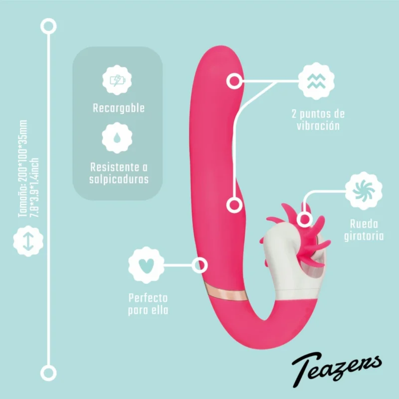 EasyToys Dave Silicone dvigubo variklio įkraunamas vibruojantis prietaisas, rožinė