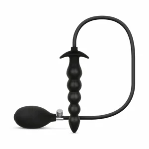 Anal Collection Inflatable Plug with Pump 20cm Black - Adjustable Beads System