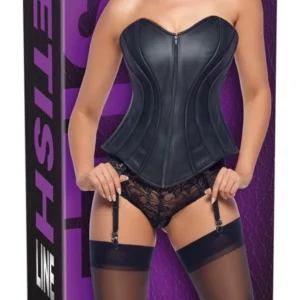 ZADO Lamb Nappa Leather Corset 2XL with Adjustable Suspenders, Black