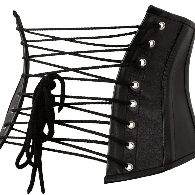ZADO Leather Waist Cincher 66 cm - Black Lamb Nappa, Front Zip