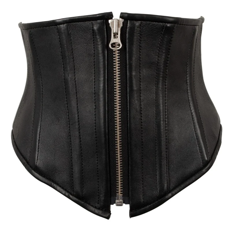 ZADO Leather Waist Cincher 66 cm - Black Lamb Nappa, Front Zip