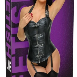 Cottelli Collection Leather Corsage Black 2XL, Adjustable Straps