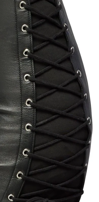 ZADO Leather Skirt L - Slim-Fit Lambskin, Adjustable Lacing, Black