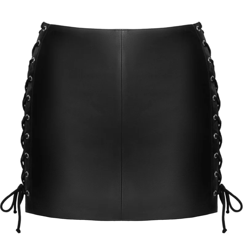 ZADO Leather Skirt L - Slim-Fit Lambskin, Adjustable Lacing, Black