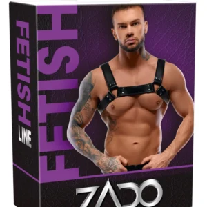 ZADO Leather Chest Harness Adjustable Cowhide Black Unpadded
